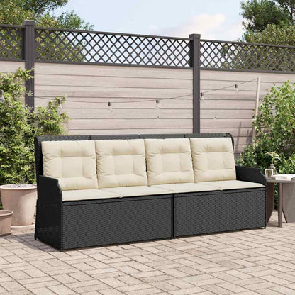 Gartenbank mit Kissen Schwarz Poly Rattan