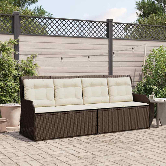 Gartenbank mit Kissen Braun Poly Rattan