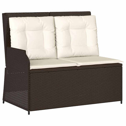 Gartenbank mit Kissen Braun Poly Rattan