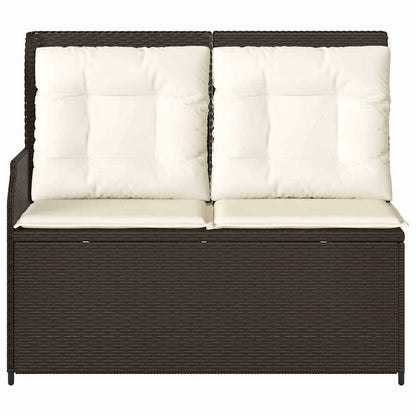 Gartenbank mit Kissen Braun Poly Rattan