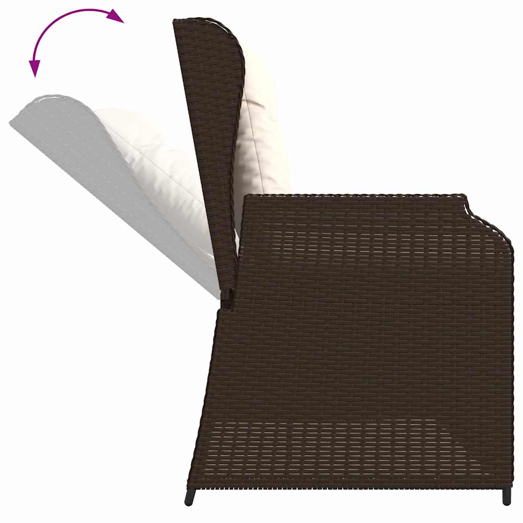 Gartenbank mit Kissen Braun Poly Rattan