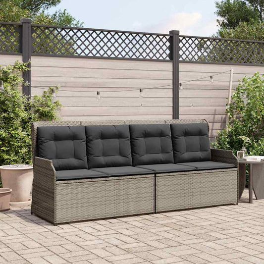 Gartenbank mit Kissen Grau Poly Rattan