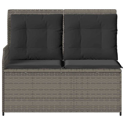 Gartenbank mit Kissen Grau Poly Rattan