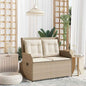 Gartenbank mit Kissen Beige Poly Rattan