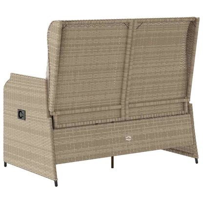 Gartenbank mit Kissen Beige Poly Rattan