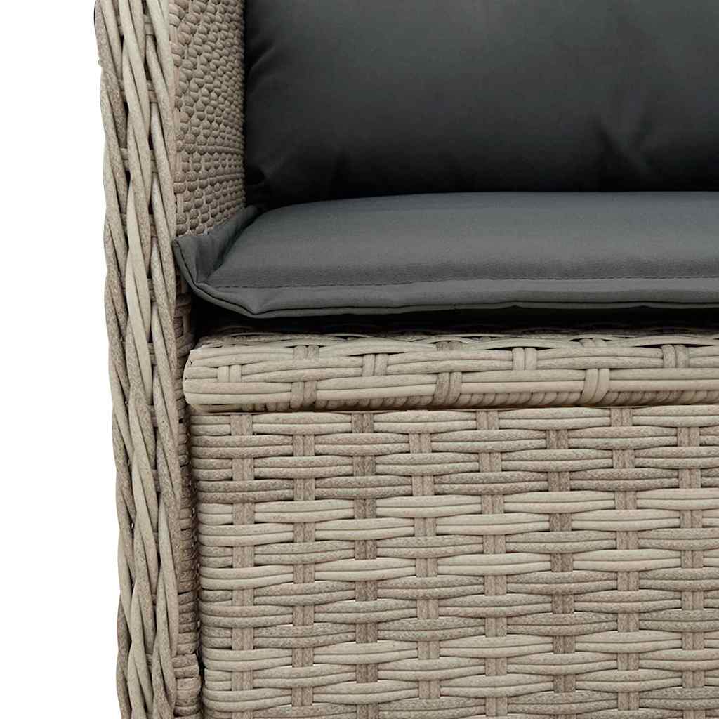 Gartenbank mit Kissen Hellgrau Poly Rattan