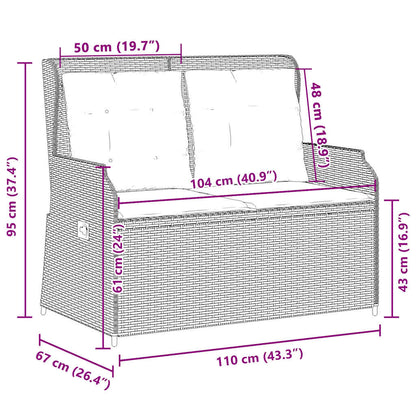 Gartenbank mit Kissen Hellgrau Poly Rattan