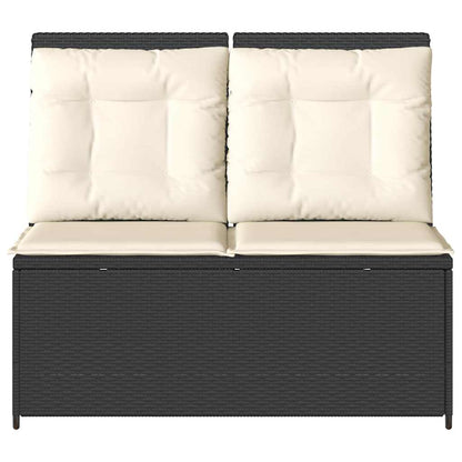 Gartenbank mit Kissen Schwarz Poly Rattan