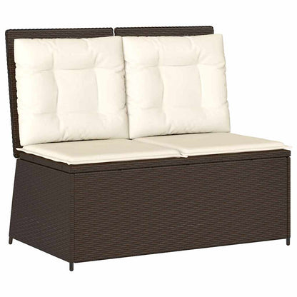 Gartenbank mit Kissen Braun Poly Rattan