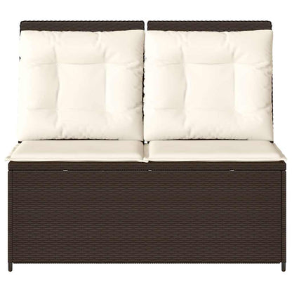 Gartenbank mit Kissen Braun Poly Rattan