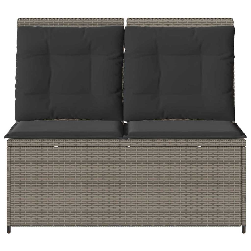 Gartenbank mit Kissen Grau Poly Rattan