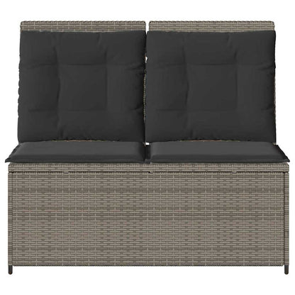 Gartenbank mit Kissen Grau Poly Rattan
