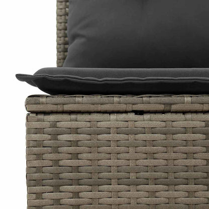Gartenbank mit Kissen Grau Poly Rattan