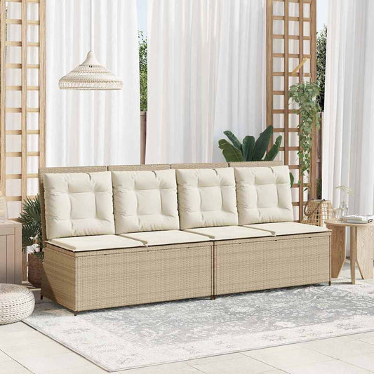 Gartenbank mit Kissen Beige Poly Rattan