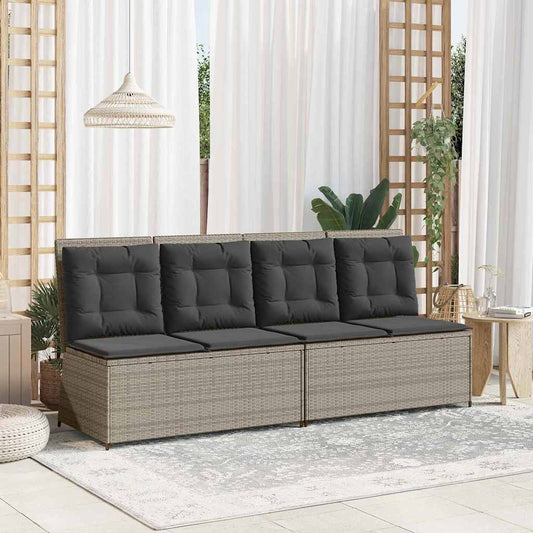 Gartenbank mit Kissen Hellgrau Poly Rattan