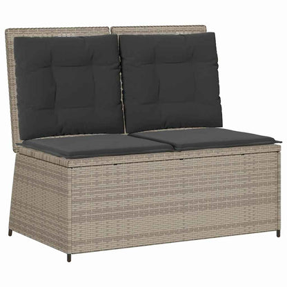 Gartenbank mit Kissen Hellgrau Poly Rattan