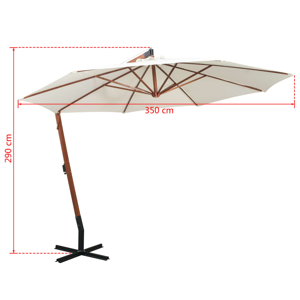 Ampelschirm 350 cm Holzmast Weiß