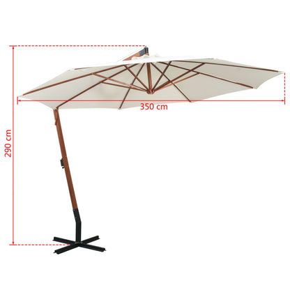 Ampelschirm 350 cm Holzmast Weiß