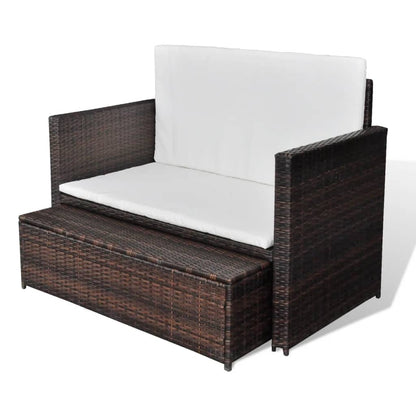 Gartensofa Poly Rattan Braun