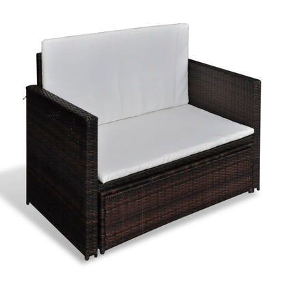 Gartensofa Poly Rattan Braun