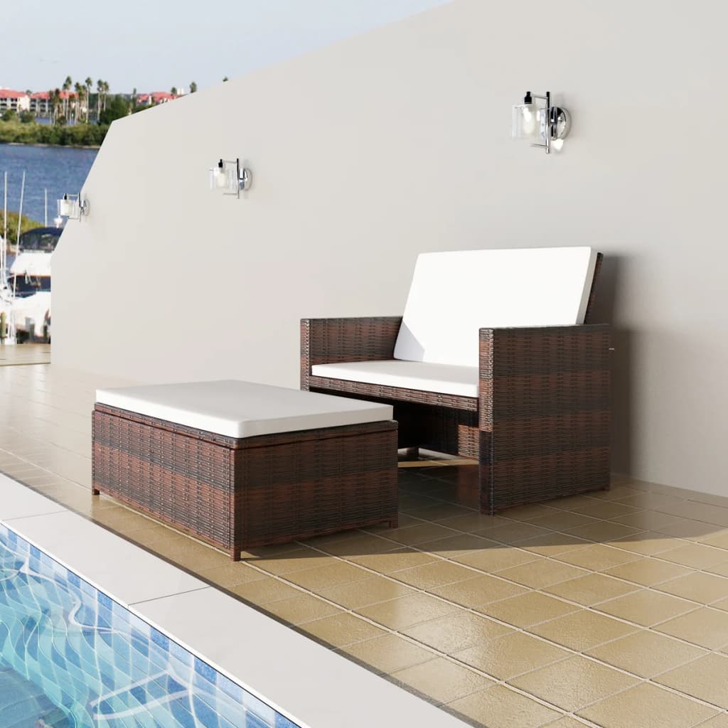 Gartensofa Poly Rattan Braun