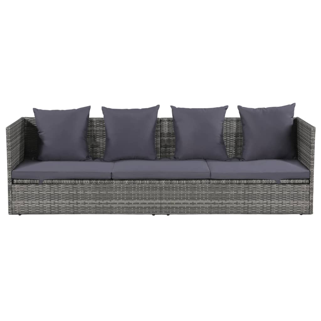 Garten-Sofabett 200x60 cm Poly Rattan Grau