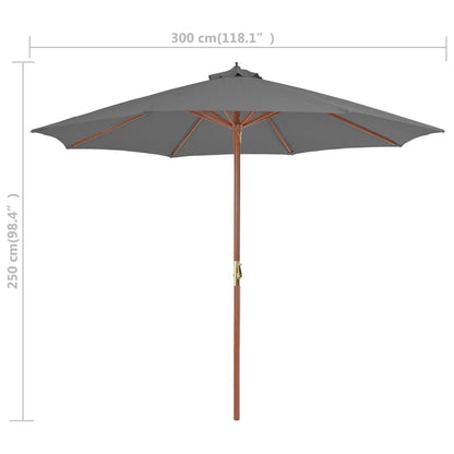 Sonnenschirm mit Holz-Mast 300 cm Anthrazit