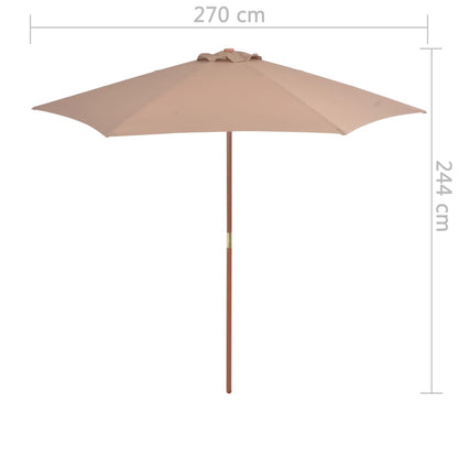 Sonnenschirm mit Holz-Mast 270 cm Taupe