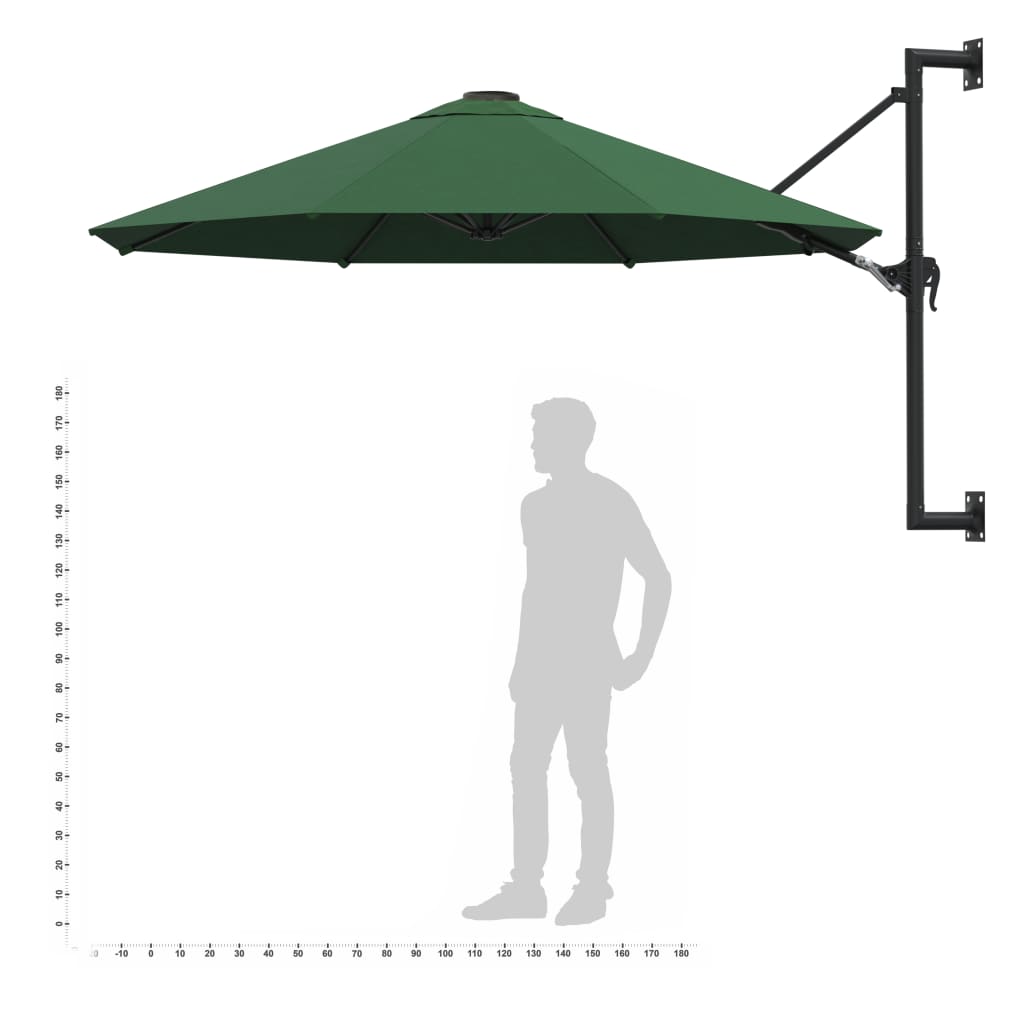 Sonnenschirm zur Wandmontage mit Metall-Mast 300 cm Grün