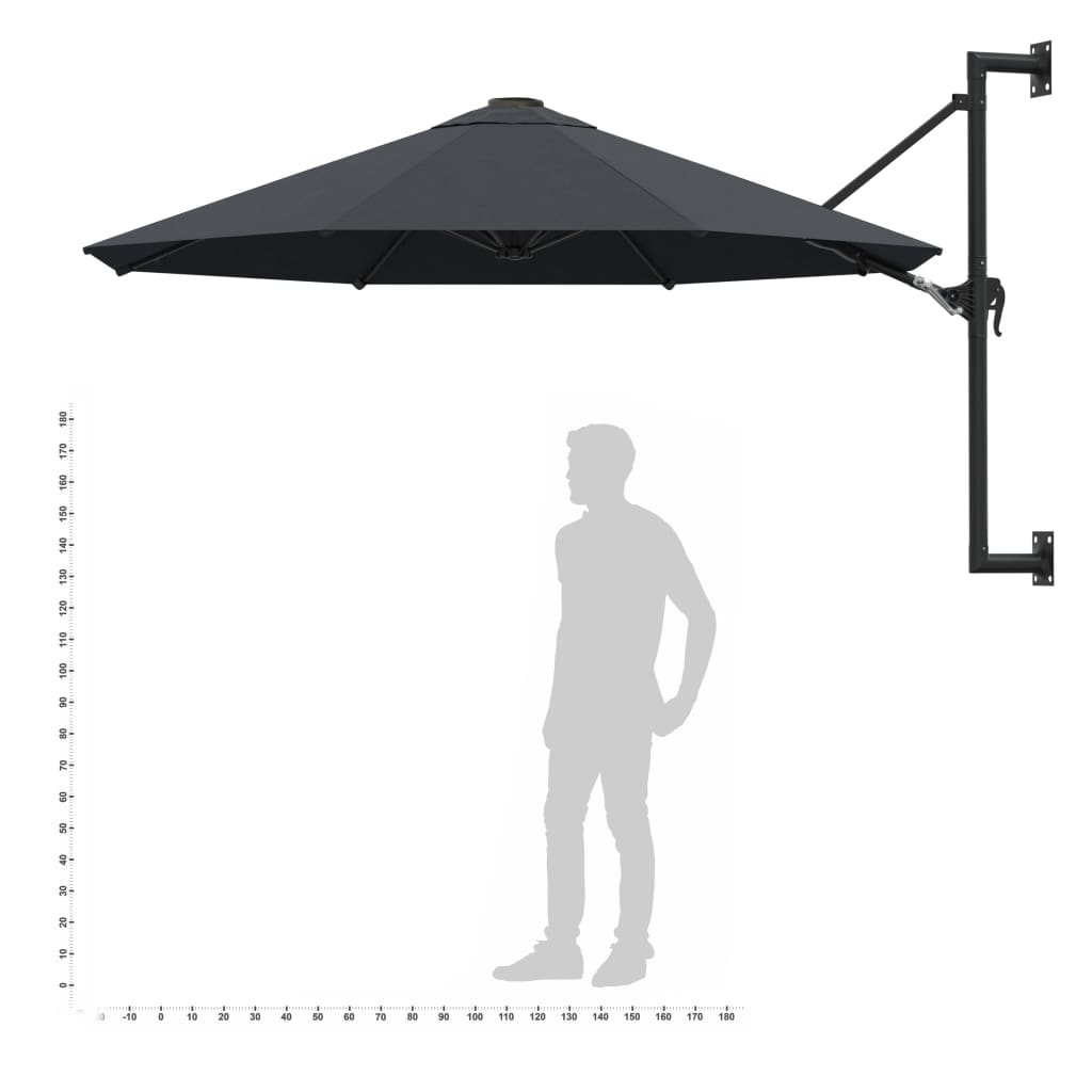 Sonnenschirm zur Wandmontage mit Metall-Mast 300 cm Anthrazit