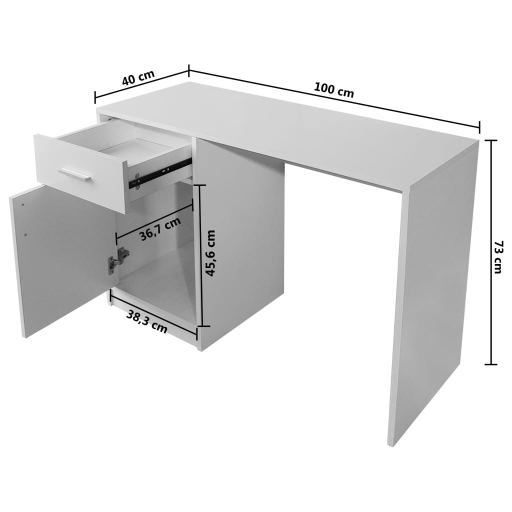 Schreibtisch mit Schublade und Schrank Weiß 100x40x73 cm