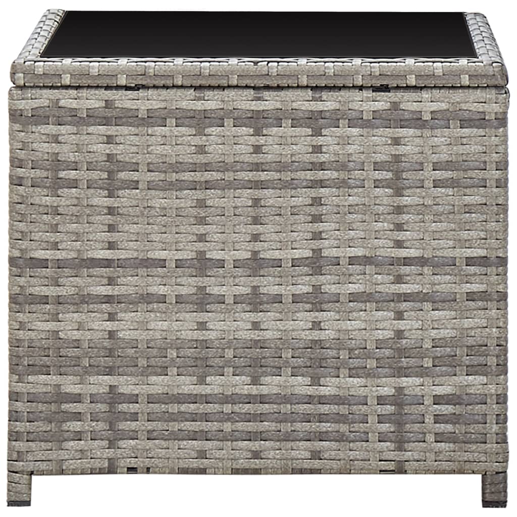 Couchtisch Grau 45x45x40 cm Poly Rattan und Glas