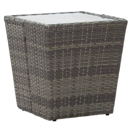 Beistelltisch Grau 41,5x41,5x43 cm Poly Rattan und Hartglas