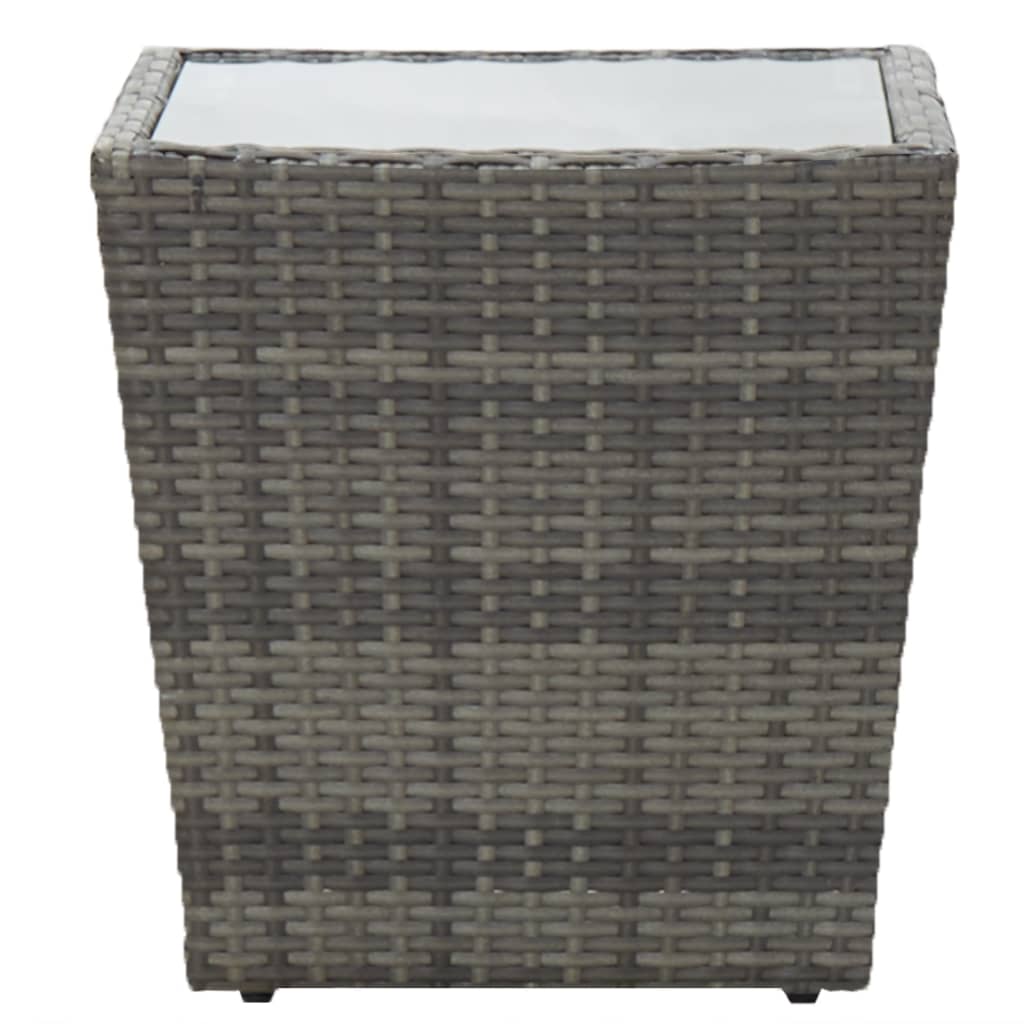 Beistelltisch Grau 41,5x41,5x43 cm Poly Rattan und Hartglas