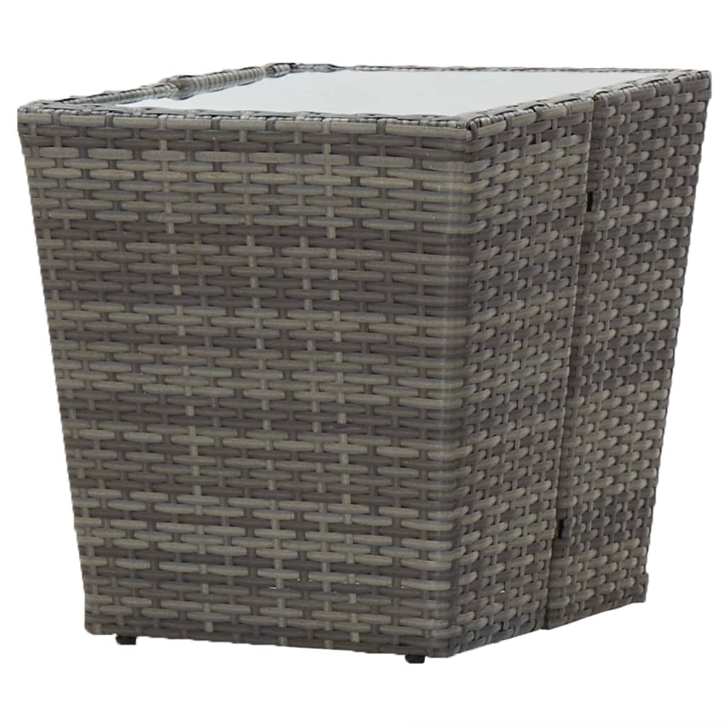 Beistelltisch Grau 41,5x41,5x43 cm Poly Rattan und Hartglas