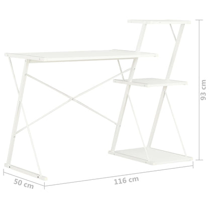 Schreibtisch mit Regal Weiß 116×50×93 cm