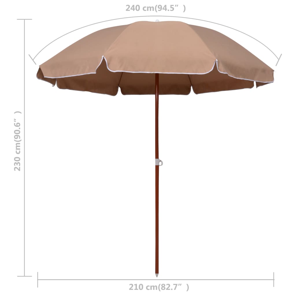 Sonnenschirm mit Stahl-Mast 240 cm Taupe