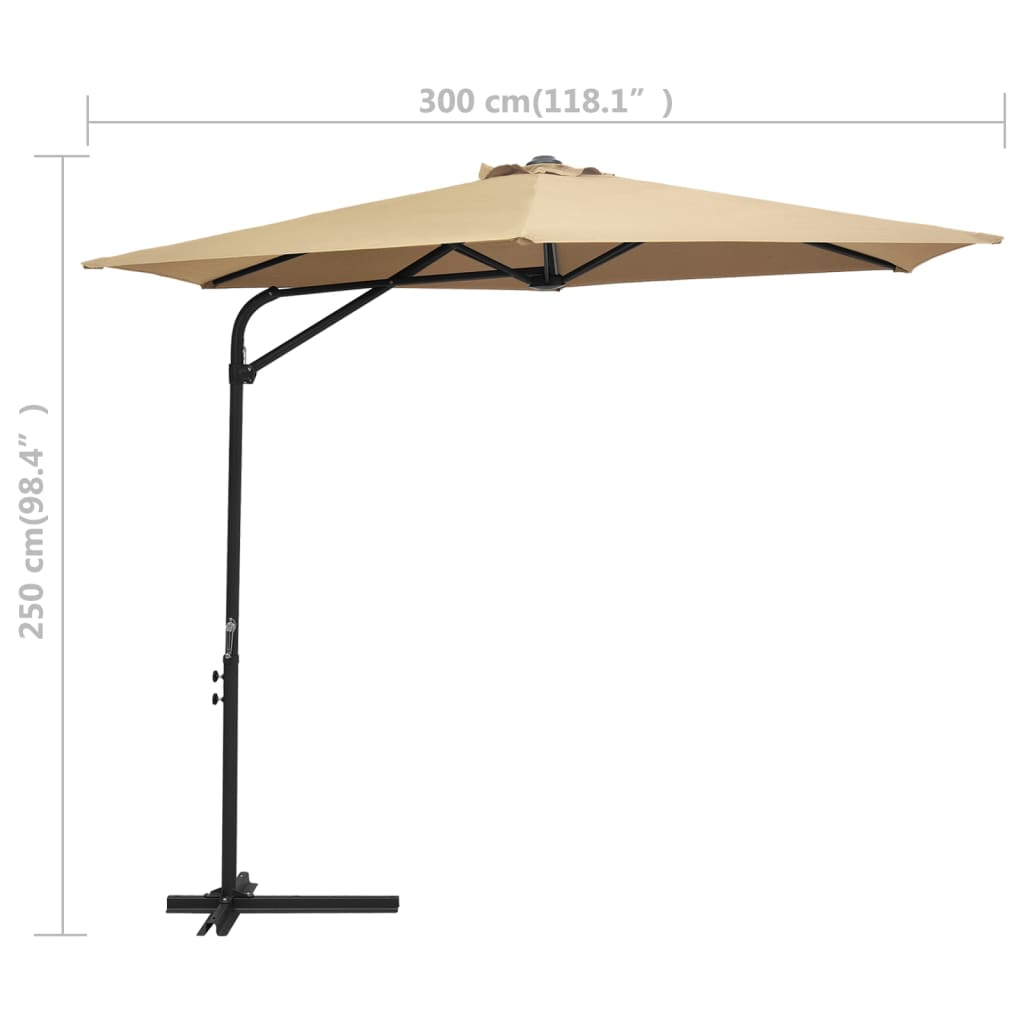 Sonnenschirm mit Stahl-Mast 300 cm Taupe