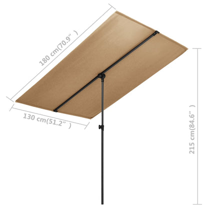 Sonnenschirm mit Aluminium-Mast 180x110 cm Taupe