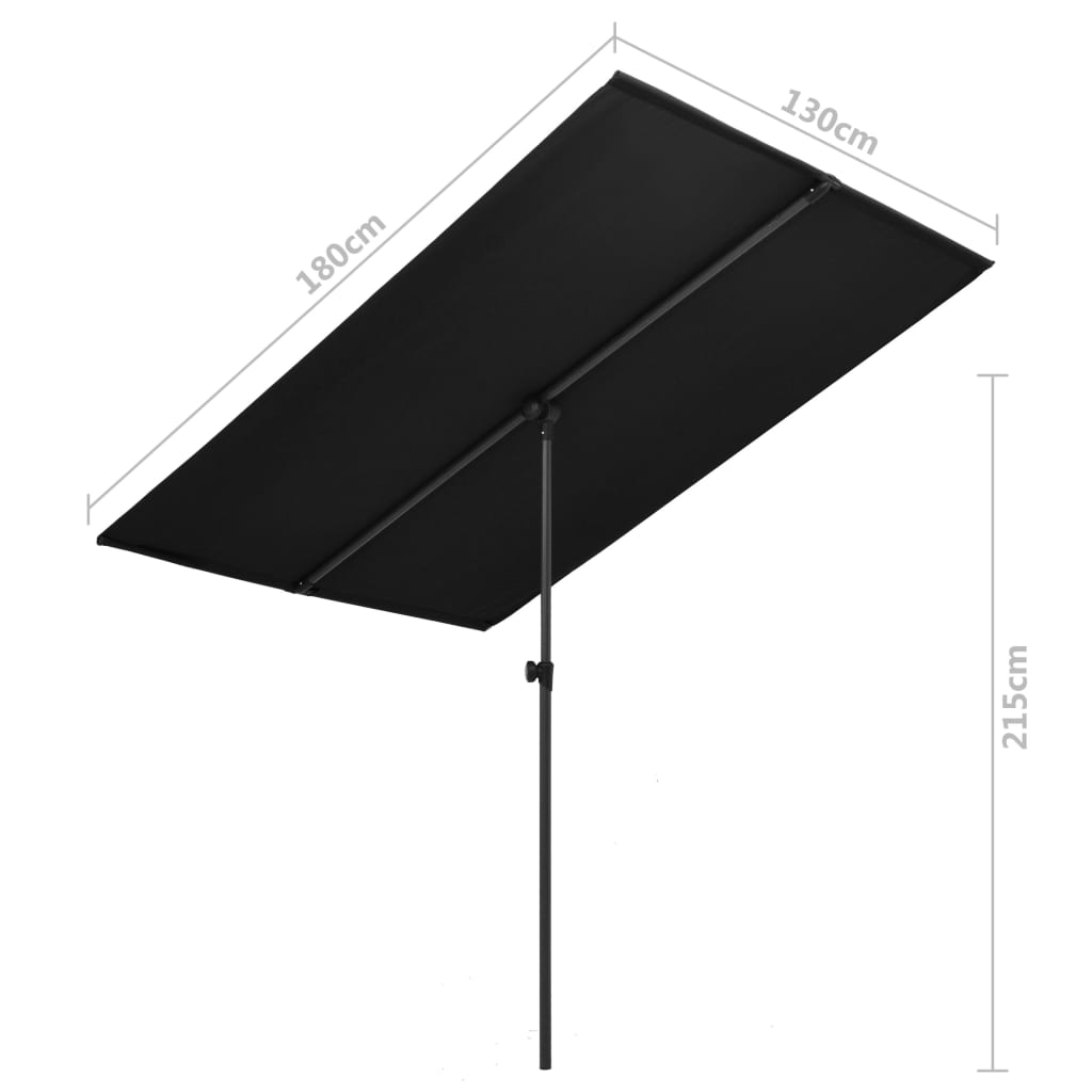 Sonnenschirm mit Aluminium-Mast 180x110 cm Schwarz