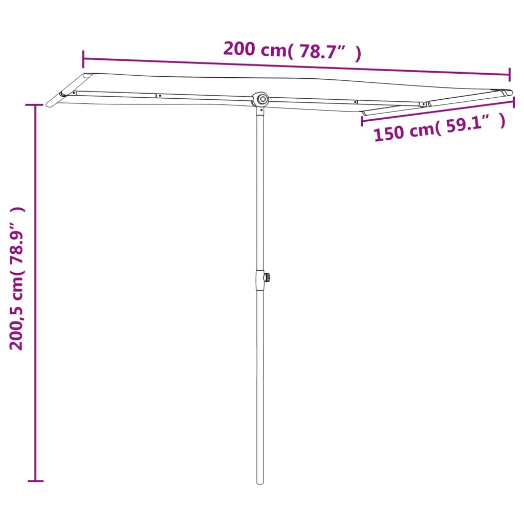 Sonnenschirm mit Aluminium-Mast 2x1,5 m Bordeauxrot