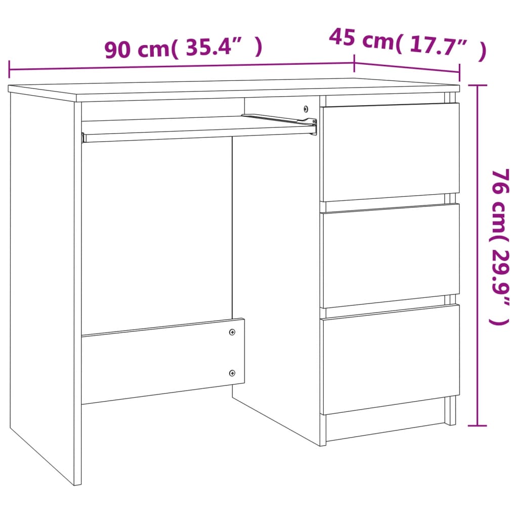 Schreibtisch Weiß 90x45x76 cm Holzwerkstoff