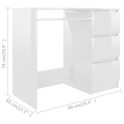 Schreibtisch Hochglanz-Weiß 90x45x76 cm Holzwerkstoff