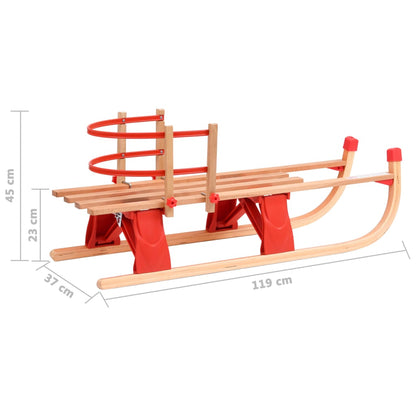 Klappschlitten mit Rückenlehne 119 cm Holz