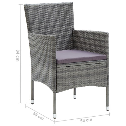 Garten-Essstühle 4 Stk. Poly Rattan Grau