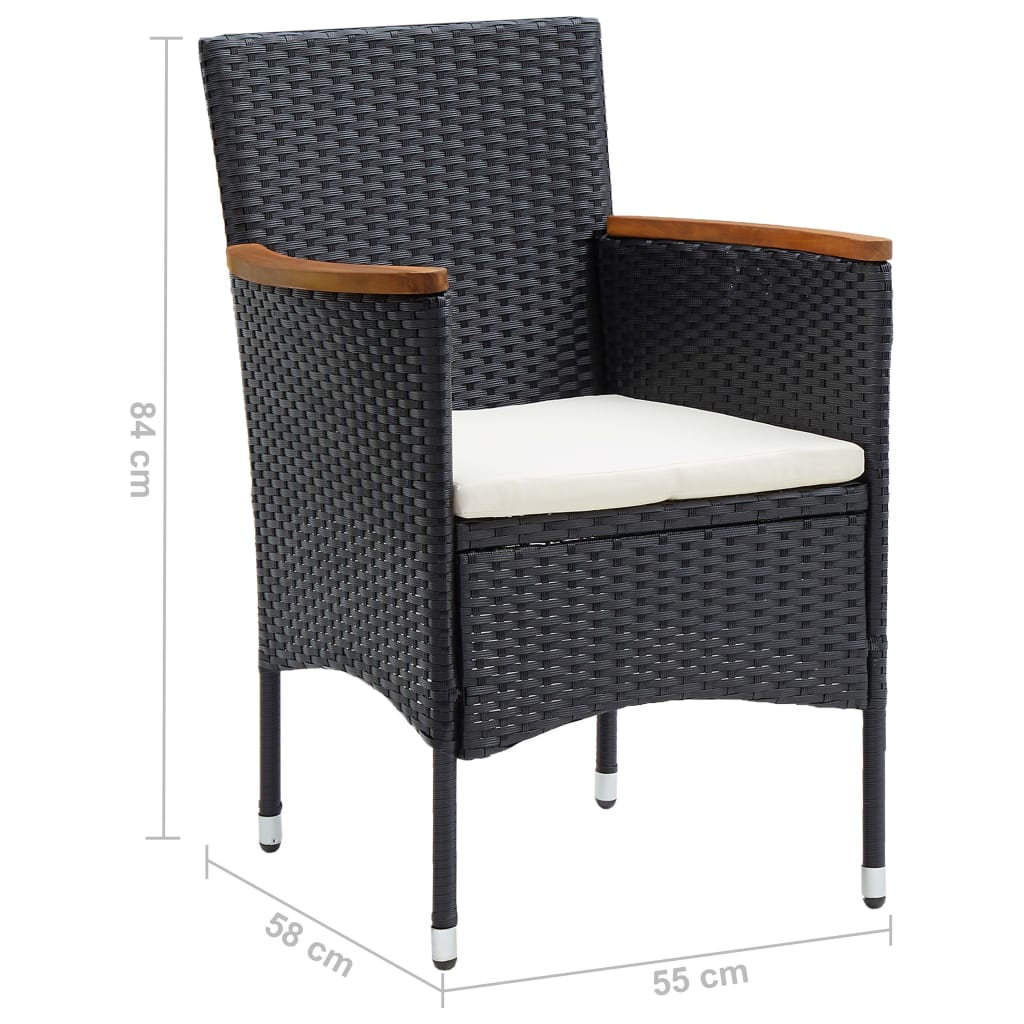 Garten-Essstühle 4 Stk. Poly Rattan Schwarz