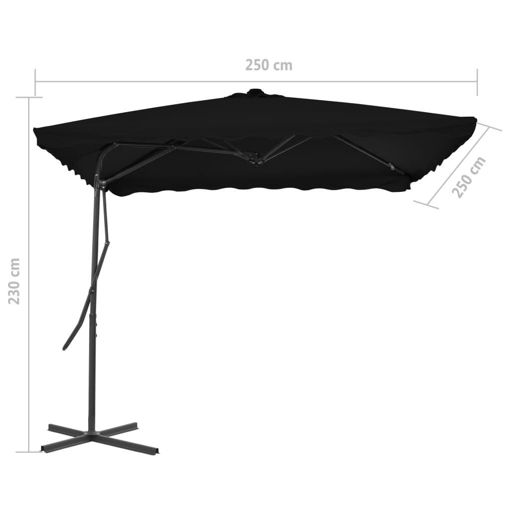 Sonnenschirm mit Stahl-Mast 250x250x230 cm Schwarz