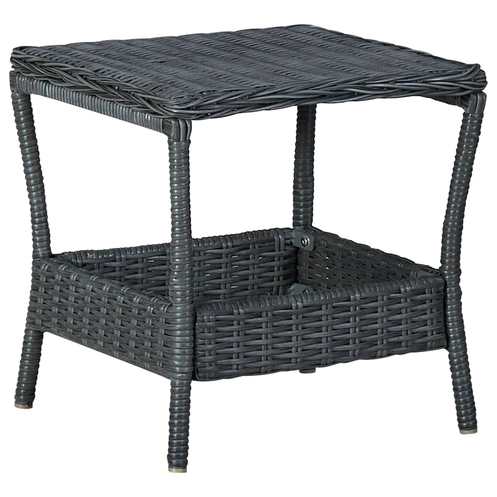 Gartentisch Dunkelgrau 45x45x46,5 cm Poly Rattan