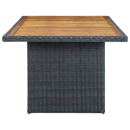 Gartentisch Dunkelgrau Poly Rattan und Akazie Massivholz