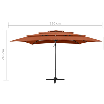 Sonnenschirm mit Aluminium-Mast 4-lagig Terrakotta 250x250 cm